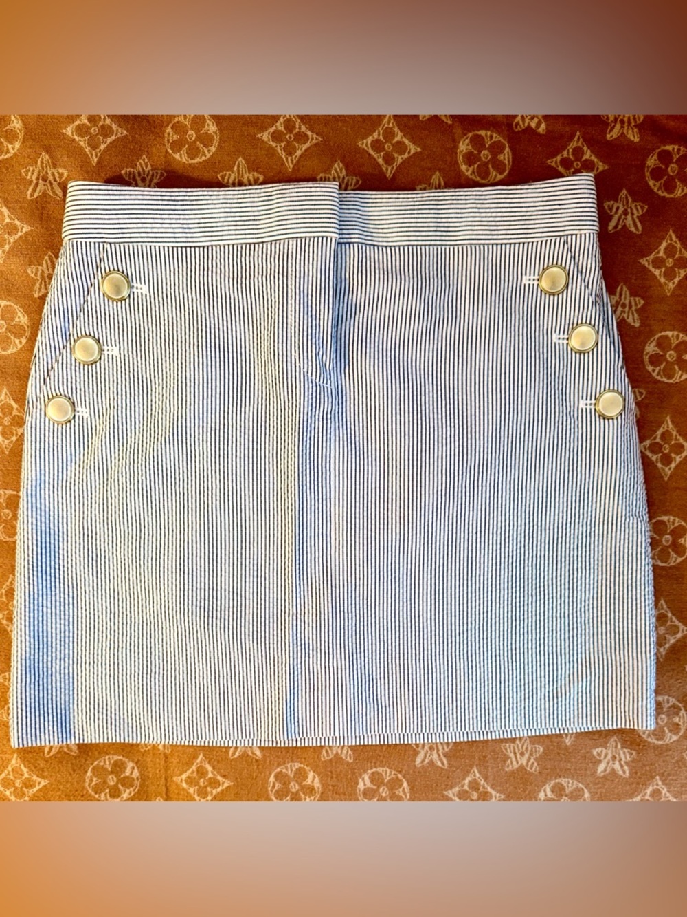 J. Crew Nautical Striped Mini Seersucker Skirt Size 0